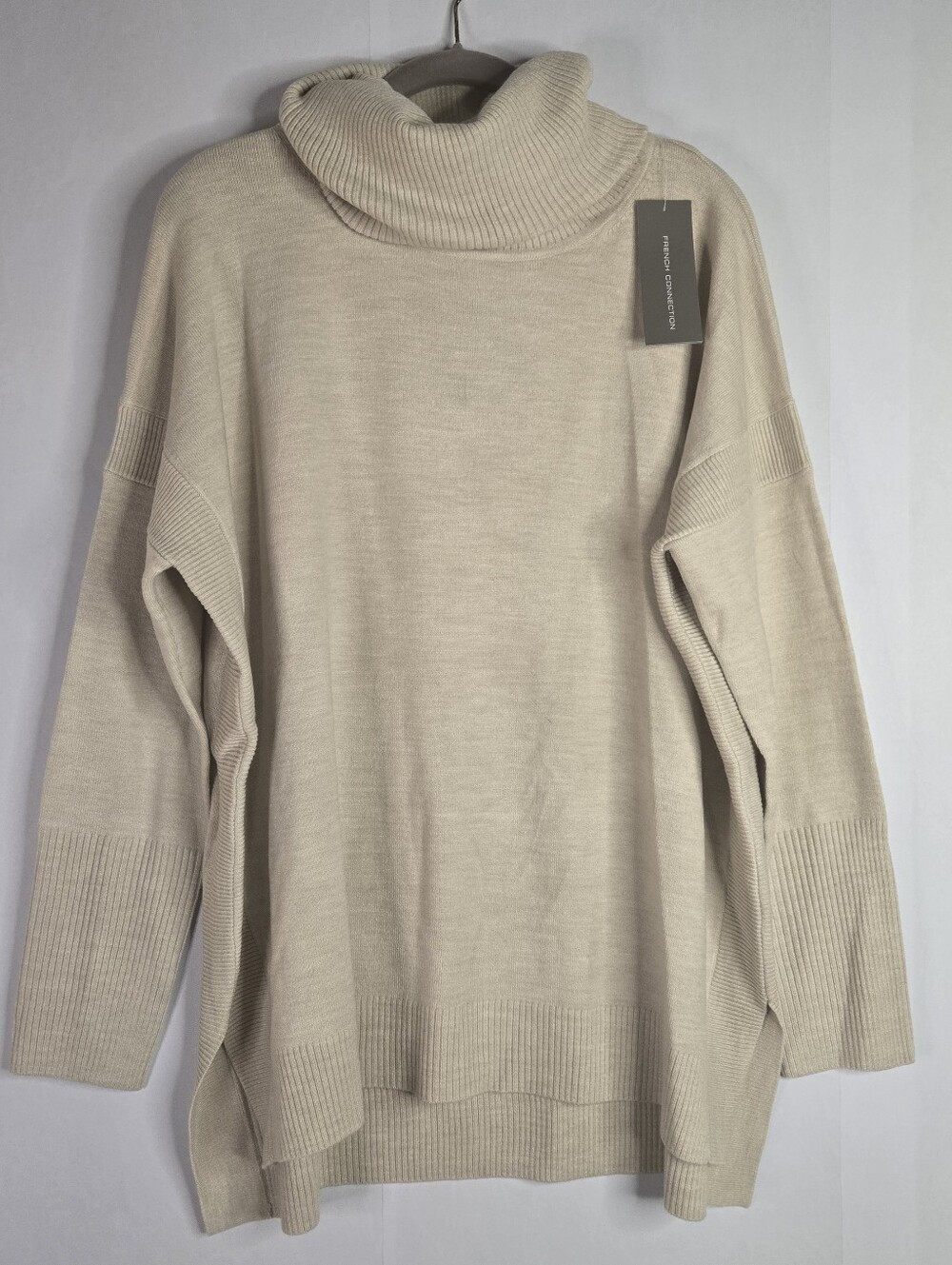 French Connection Woman Size L Babysoft Cowl Neck Sweater In Soft Oatmeal NWT